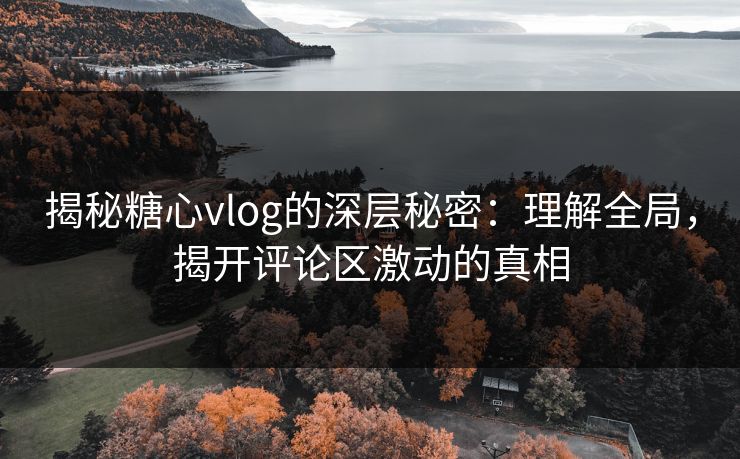 揭秘糖心vlog的深层秘密：理解全局，揭开评论区激动的真相  第1张