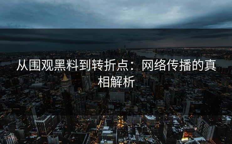 从围观黑料到转折点：网络传播的真相解析  第1张
