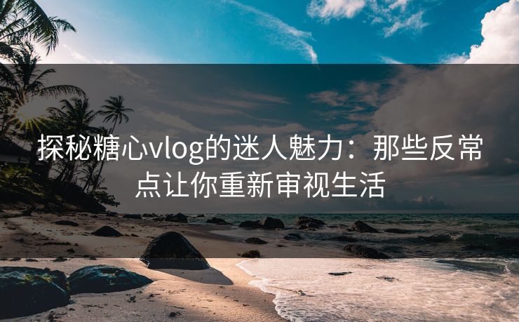 探秘糖心vlog的迷人魅力：那些反常点让你重新审视生活  第1张